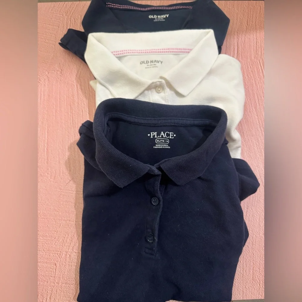 The Children's Place and Old Navy Kids uniform Polo Shirts - Navy & White